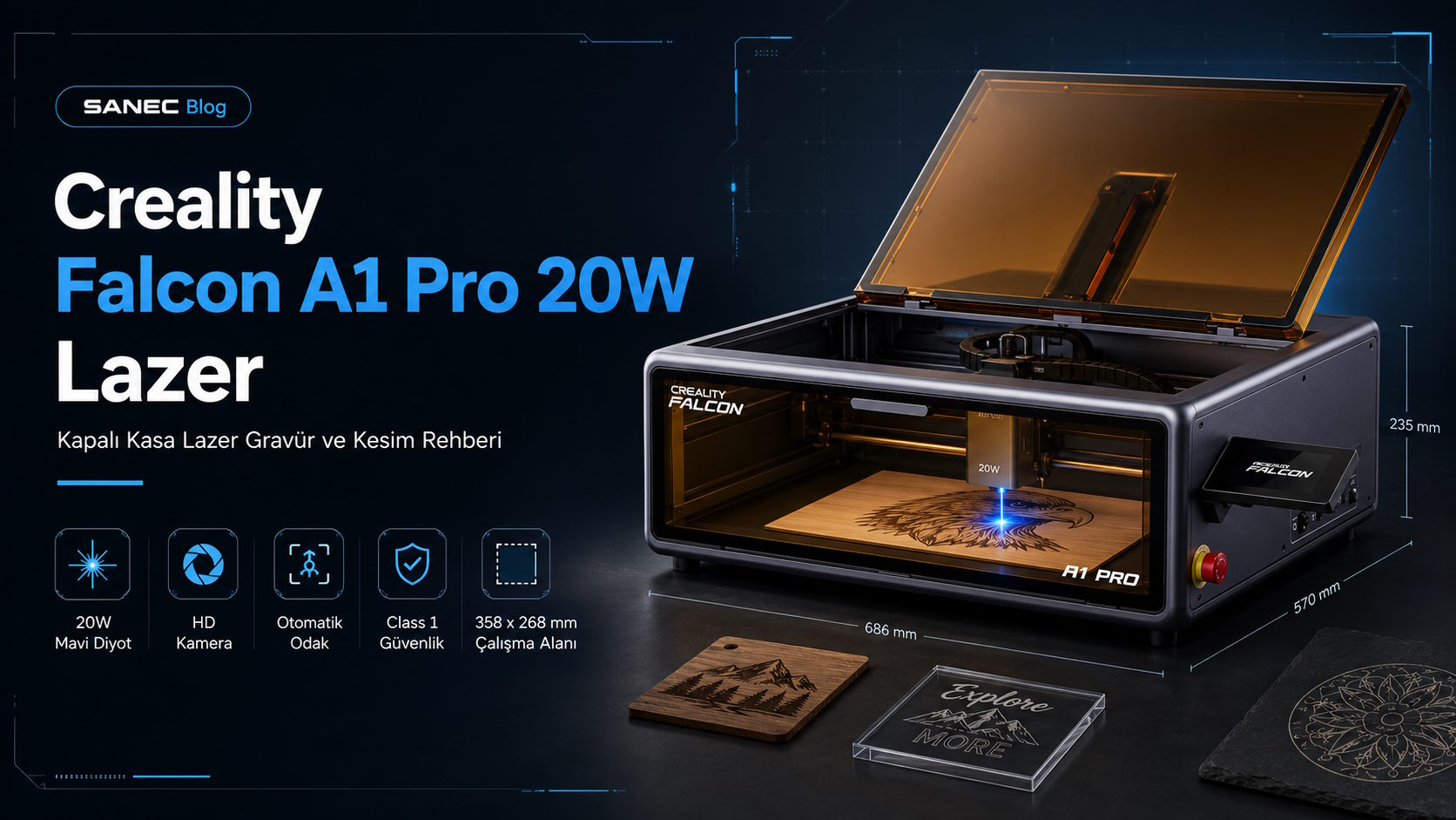Creality Falcon A1 Pro 20W Lazer Nedir? Kapalı Kasa Lazer Gravür ve Kesim Rehberi