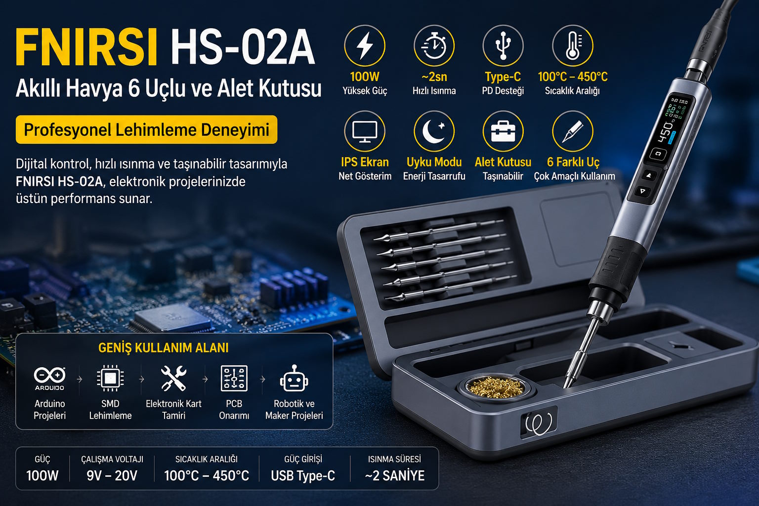 FNIRSI HS-02A Akıllı Havya 6 Uçlu ve Alet Kutusu İncelemesi: Profesyonel Lehimleme Deneyimi