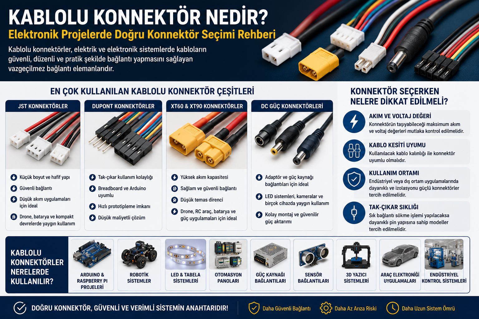 Kablolu Konnektör Nedir? Elektronik Projelerde Doğru Konnektör Seçimi Rehberi.