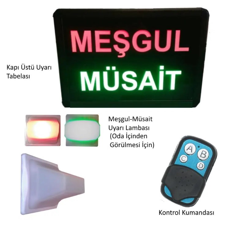 Kumandalı Renkli Ledli Meşgul/Müsait Yazısı (Kasa: 26x20 cm)