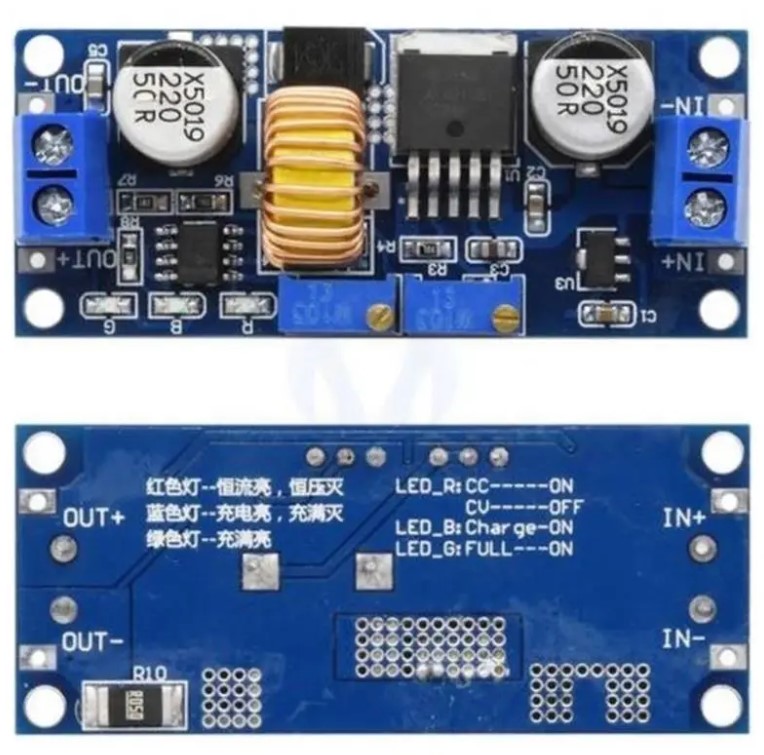 XL4015 Akım-Voltaj Ayarlı DC-DC Step-Down 5A Li-Po Şarj Modülü (Mavi PCB)