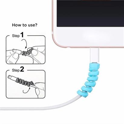 4lü Apple, Android Şaj Kablosu Koruyucu Silikon Spiral Yay Aparat 4lü Apple, Android Şaj Kablosu Koruyucu Silikon Spiral Yay Aparat