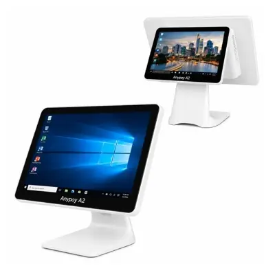 AnyPay A2 15.6" Intel Core i5 7. Nesil Çift Ekran POS PC – 8 GB RAM – 128 GB mSATA SSD – Beyaz