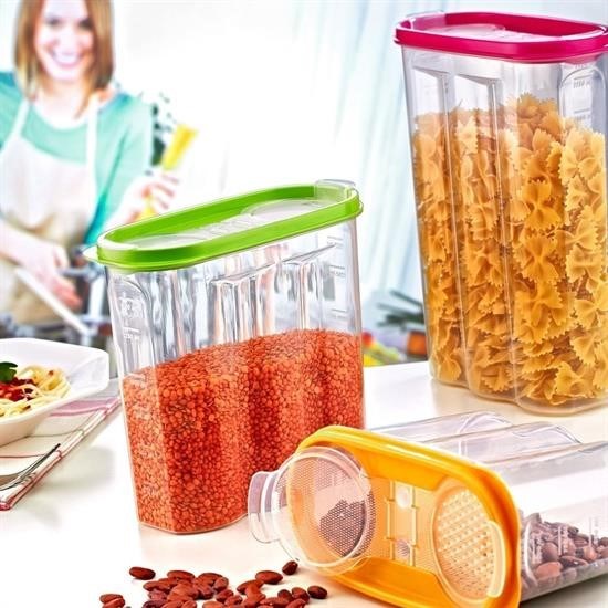 SANEC® 2 Kapaklı Ölçekli Erzak Kuru Gıda Saklama Kutusu Kabı 2,4 Litre SANEC® 2 Kapaklı Ölçekli Erzak Kuru Gıda Saklama Kutusu Kabı 2,4 Litre