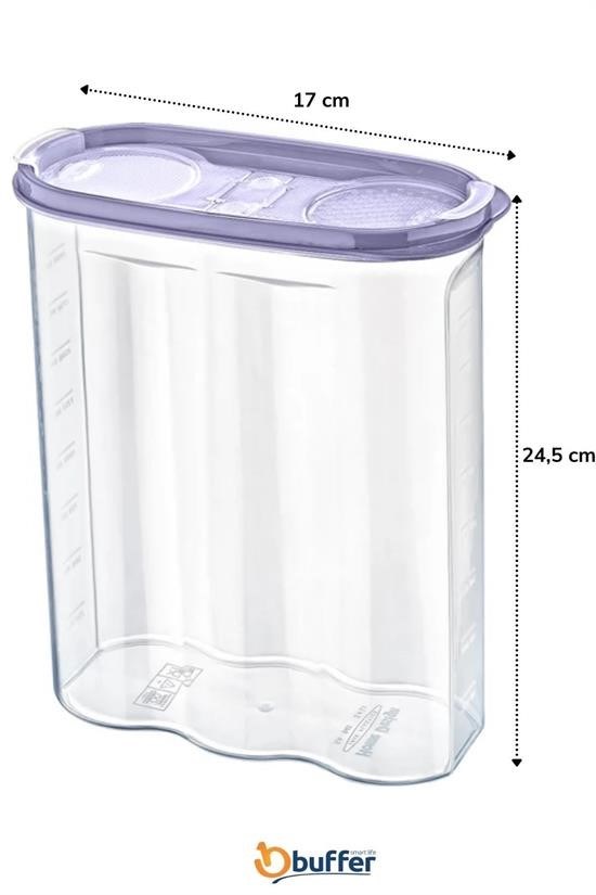 SANEC® 2 Kapaklı Ölçekli Erzak Kuru Gıda Saklama Kutusu Kabı 2,4 Litre SANEC® 2 Kapaklı Ölçekli Erzak Kuru Gıda Saklama Kutusu Kabı 2,4 Litre