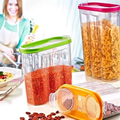 SANEC® 2 Kapaklı Ölçekli Erzak Kuru Gıda Saklama Kutusu Kabı 2,4 Litre SANEC® 2 Kapaklı Ölçekli Erzak Kuru Gıda Saklama Kutusu Kabı 2,4 Litre