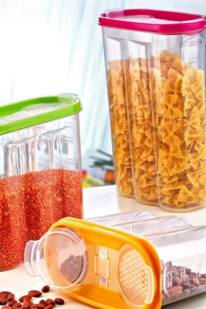 SANEC® 2 Kapaklı Ölçekli Erzak Kuru Gıda Saklama Kutusu Kabı 2,4 Litre SANEC® 2 Kapaklı Ölçekli Erzak Kuru Gıda Saklama Kutusu Kabı 2,4 Litre