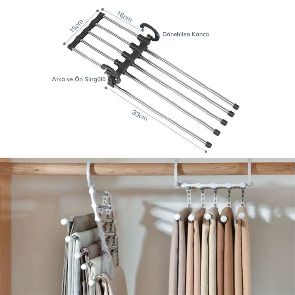 Hareketli Dolap İçi Pantolon Kravat Şal Askı Sistemi Düzenleyici Katmanlı Askılık Organizer Hareketli Dolap İçi Pantolon Kravat Şal Askı Sistemi Düzenleyici Katmanlı Askılık Organizer