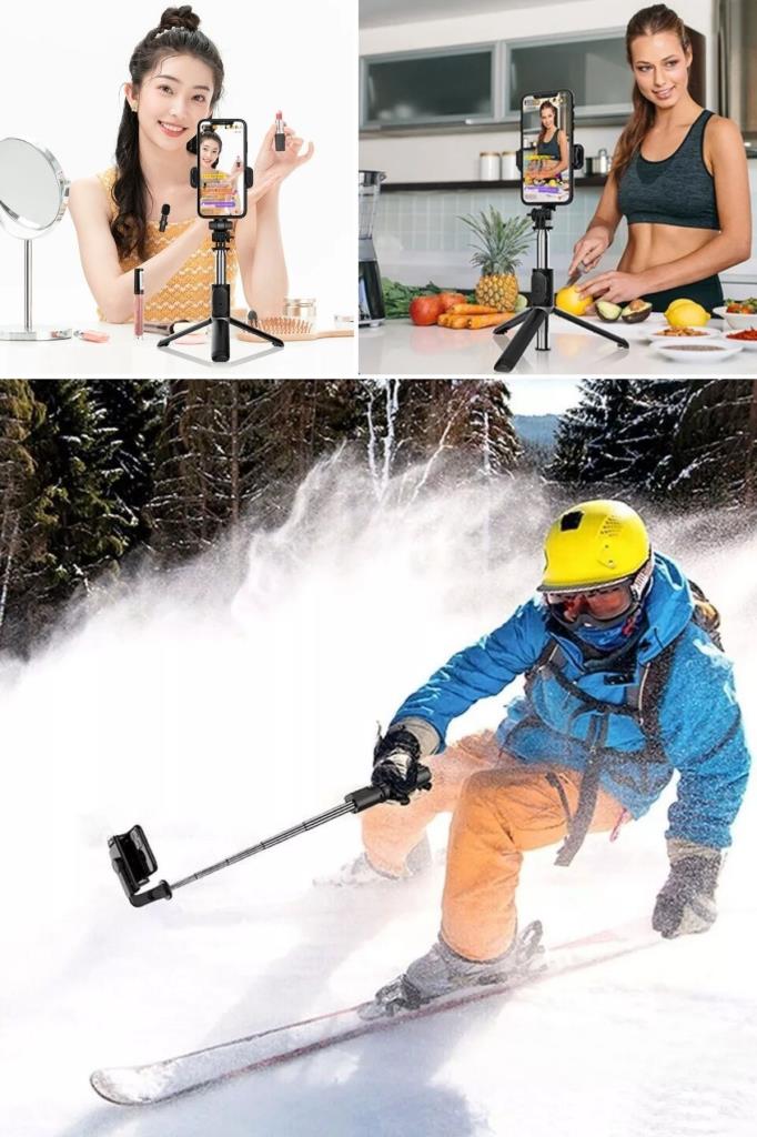 SANEC® Masaüstü Tripod Olabilen Telefon Tutuculu Kablosuz Kumandalı Selfie Çubuğu SANEC® Masaüstü Tripod Olabilen Telefon Tutuculu Kablosuz Kumandalı Selfie Çubuğu