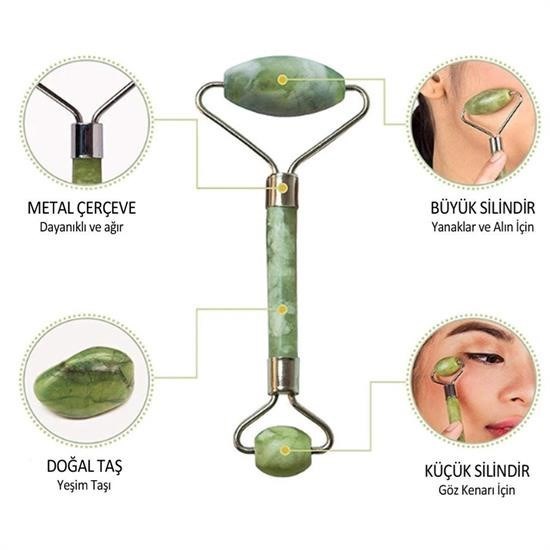SANEC® Özel Süngerli Kutusunda Kırılmaz Çift Taraflı 2li Cilt Yüz Masaj Aleti Jade Roller Yeşim Taş SANEC® Özel Süngerli Kutusunda Kırılmaz Çift Taraflı 2li Cilt Yüz Masaj Aleti Jade Roller Yeşim Taş