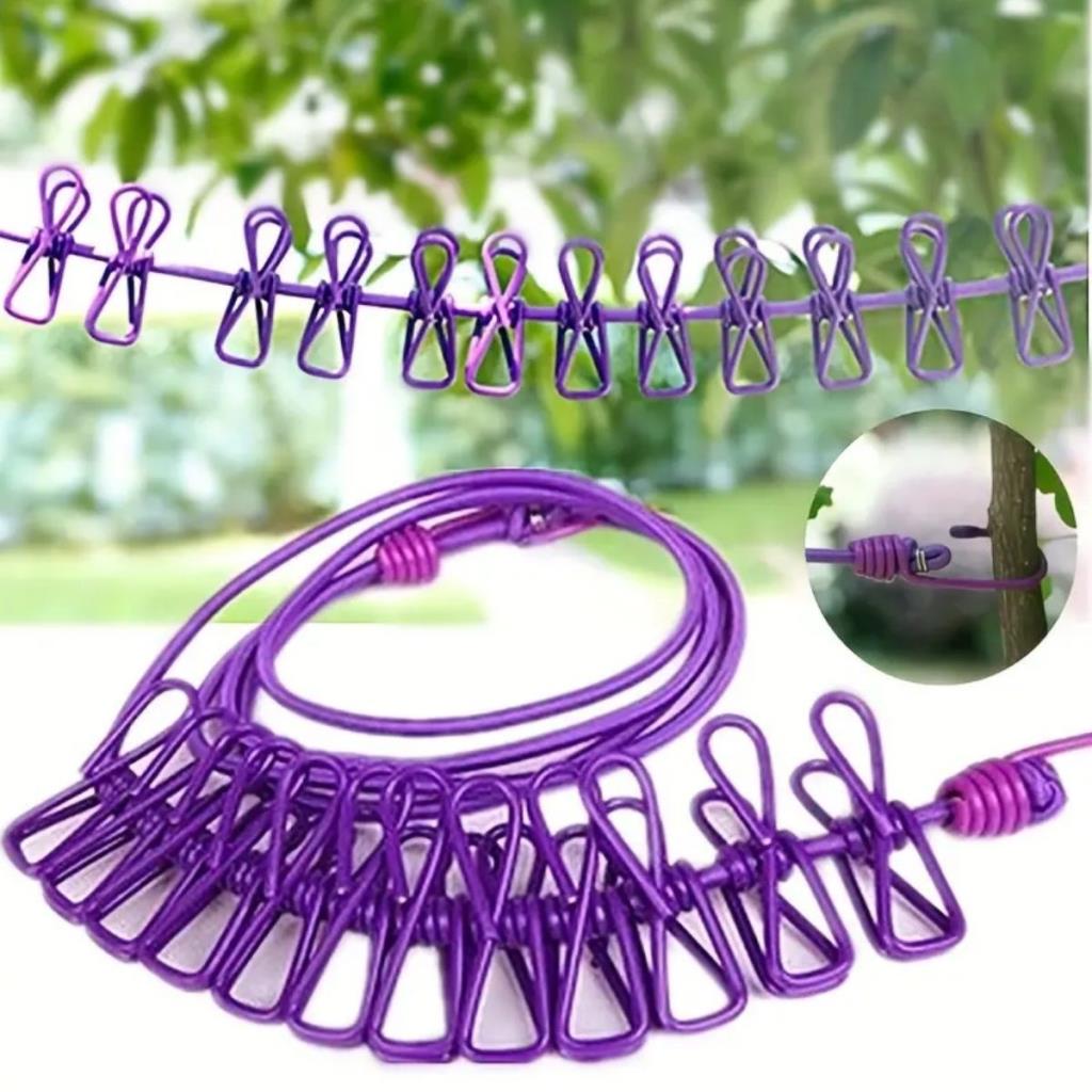 SANEC® Taşınabilir Seyahat Çamaşır İpi 12 Mandallı Klipsli Lastikli Çamaşır Mandalları SANEC® Taşınabilir Seyahat Çamaşır İpi 12 Mandallı Klipsli Lastikli Çamaşır Mandalları
