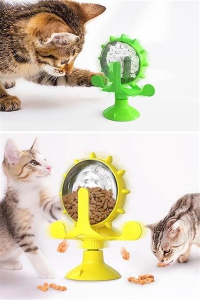 SANEC® Vantuzlu Zilli İnteraktif Dönebilen Mama Kaplı Renkli Eğlenceli Eğitici Kedi Oyuncağı SANEC® Vantuzlu Zilli İnteraktif Dönebilen Mama Kaplı Renkli Eğlenceli Eğitici Kedi Oyuncağı